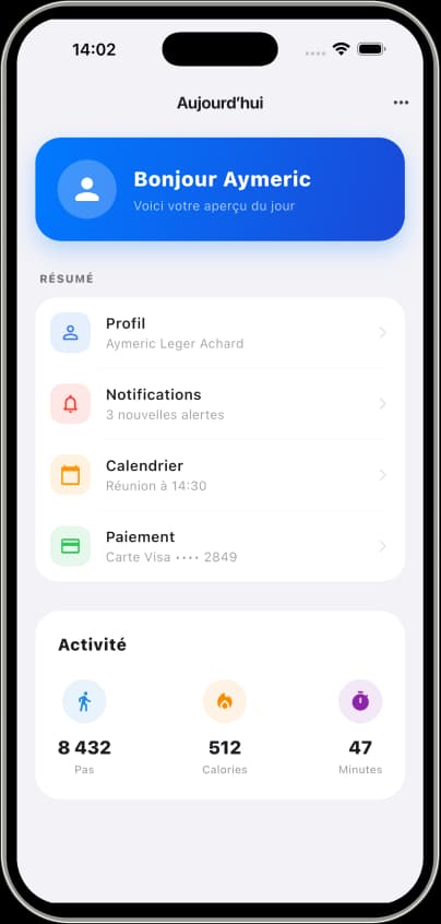 Interface d'application mobile élégante